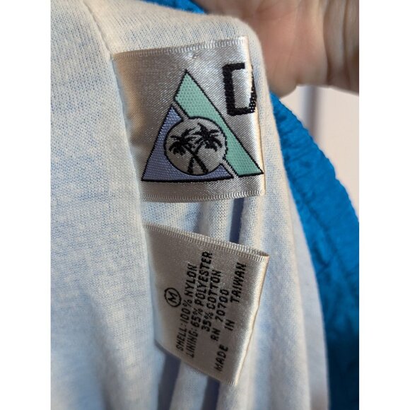 Vintage Casual Isle Blue Nylon Jogger Pants With Elastic Waist & Cuffs - Picture 7 of 8